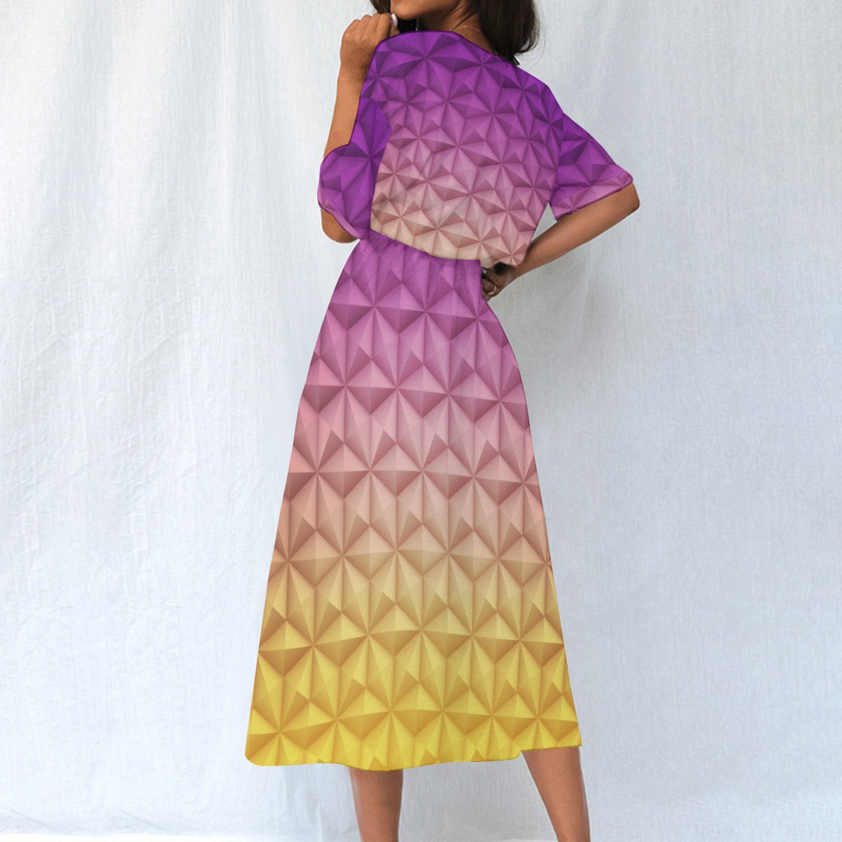 Geometric Spaceship Sphere - Women’s Elastic Waist Pocket Midi Dress