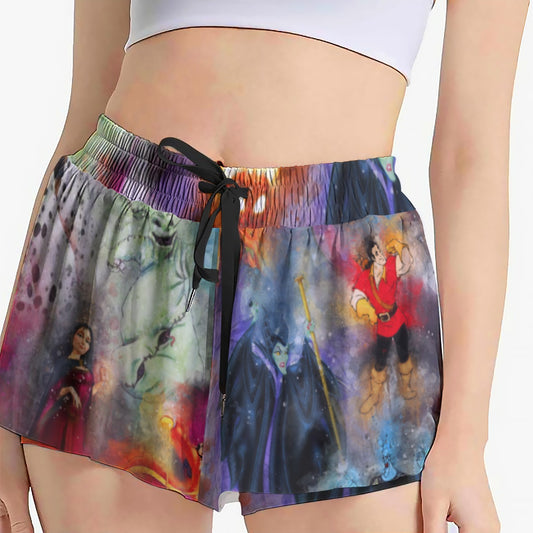 Watercolor Wicked Villains - Women's Flowy Pocket Shorts