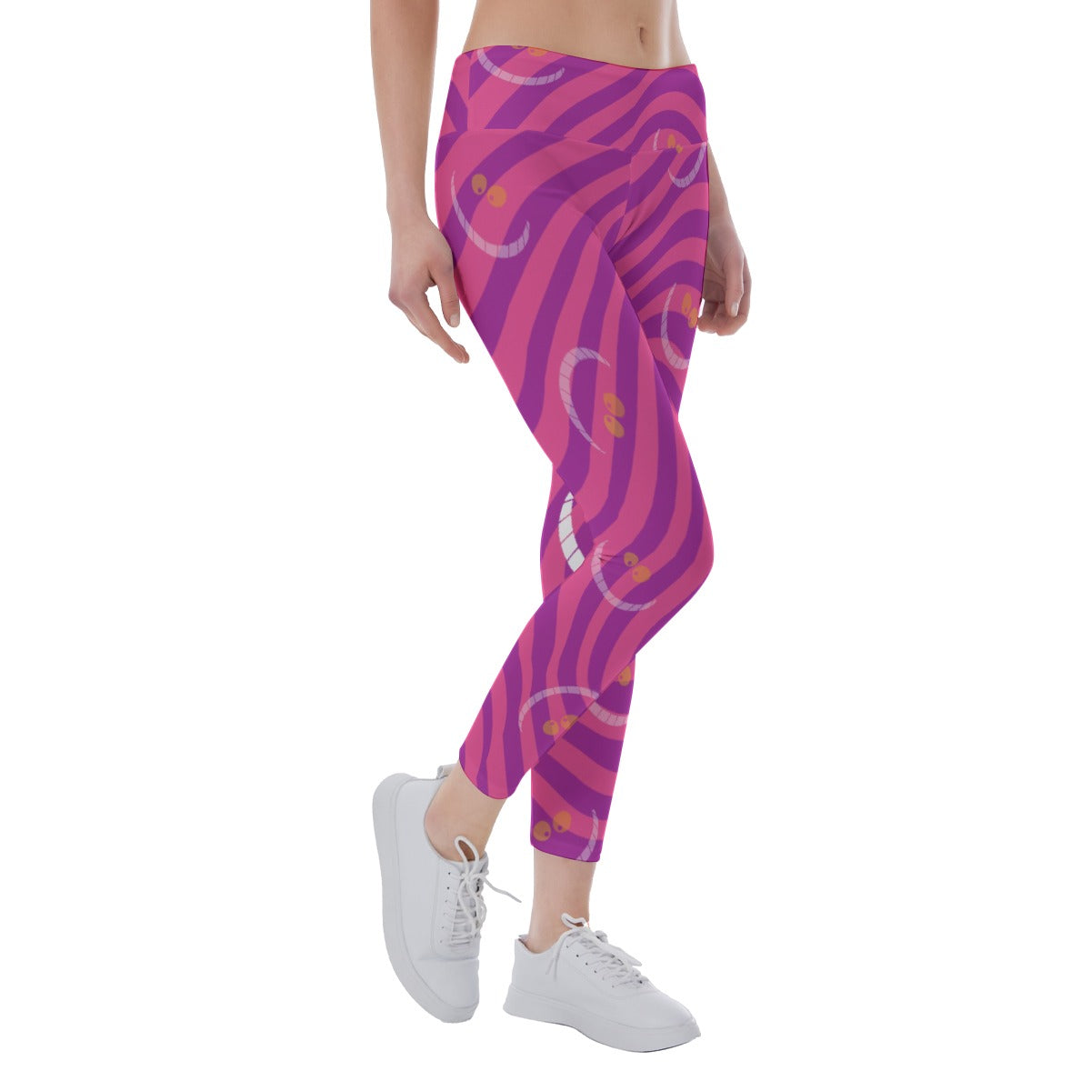 Whimsical Grinning Stripes - Women's Yoga Leggings