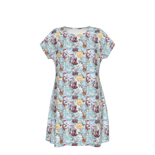 Santa Jack with Sally & Ghost Dog - Women's T-Shirt Dress