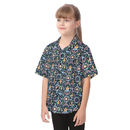 Garden Whimsy - Winnie The Pooh - Kid's Hawaiian Button Up Shirt