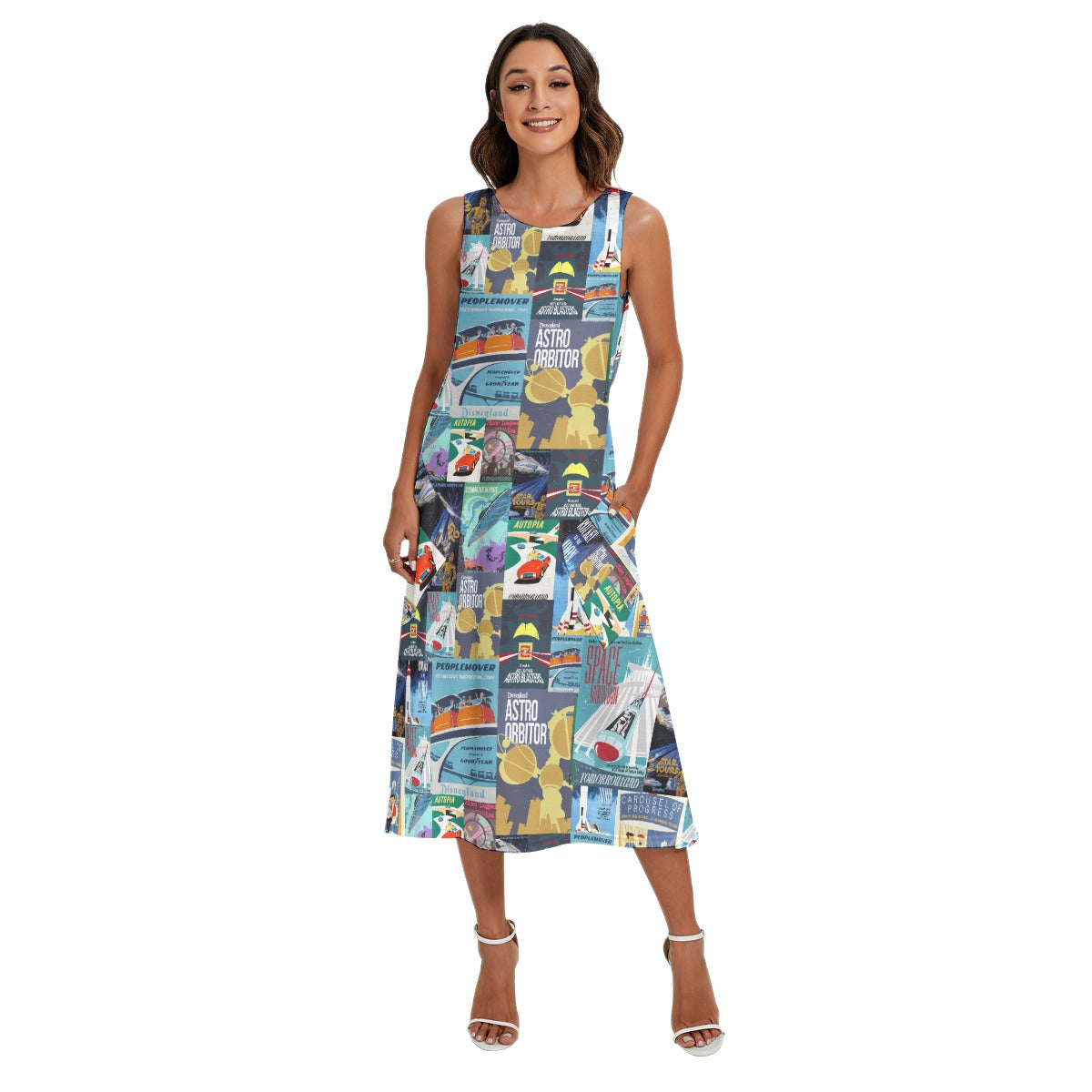 Vintage Tomorrow Ride Posters - Women’s Diagonal Pocket Midi Dress