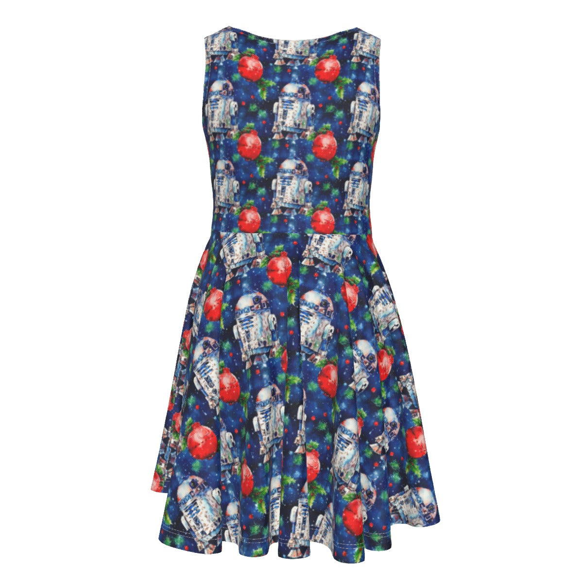 Little Blue Christmas Droid - Kid's Sleeveless Skater Dress
