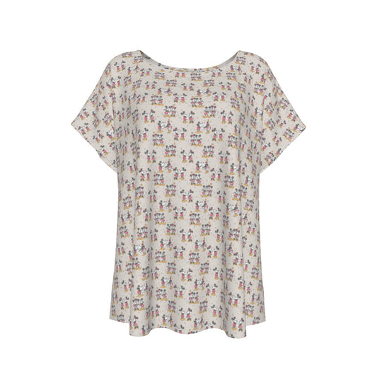 Retro Mouse & Partnernnie - Women’s Relaxed Fit Scoop Tee
