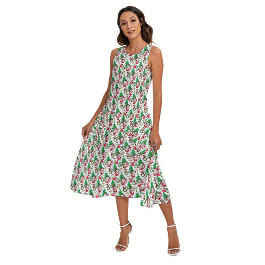 Santa Mouse with Sparkle - Women’s Diagonal Pocket Midi Dress