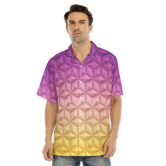 Geometric Spaceship Sphere - Men's Hawaiian Button Up Shirt