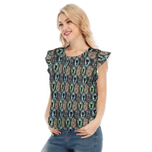 Starry Flight Silhouettes - Women’s Flutter Sleeve Top