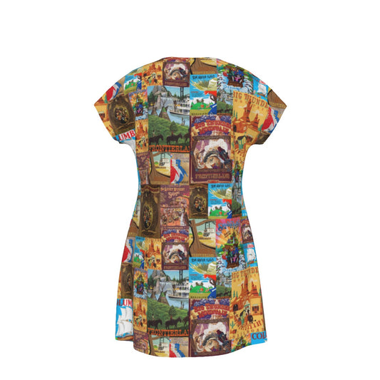 Vintage Frontier Ride Posters - Women's T-Shirt Dress