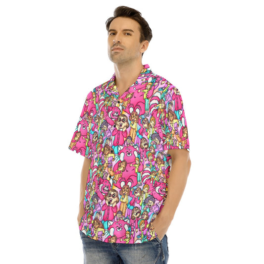 Red Panda Chaos Scenes - Men's Hawaiian Button Up Shirt