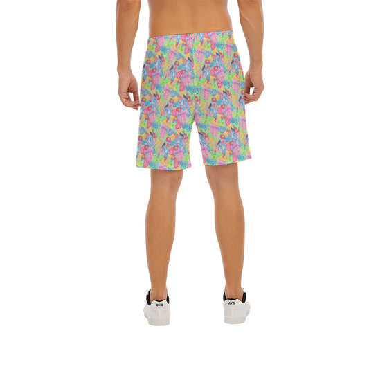 Neon Floral Summer Vibesngel - Men’s Pocket Beach Shorts