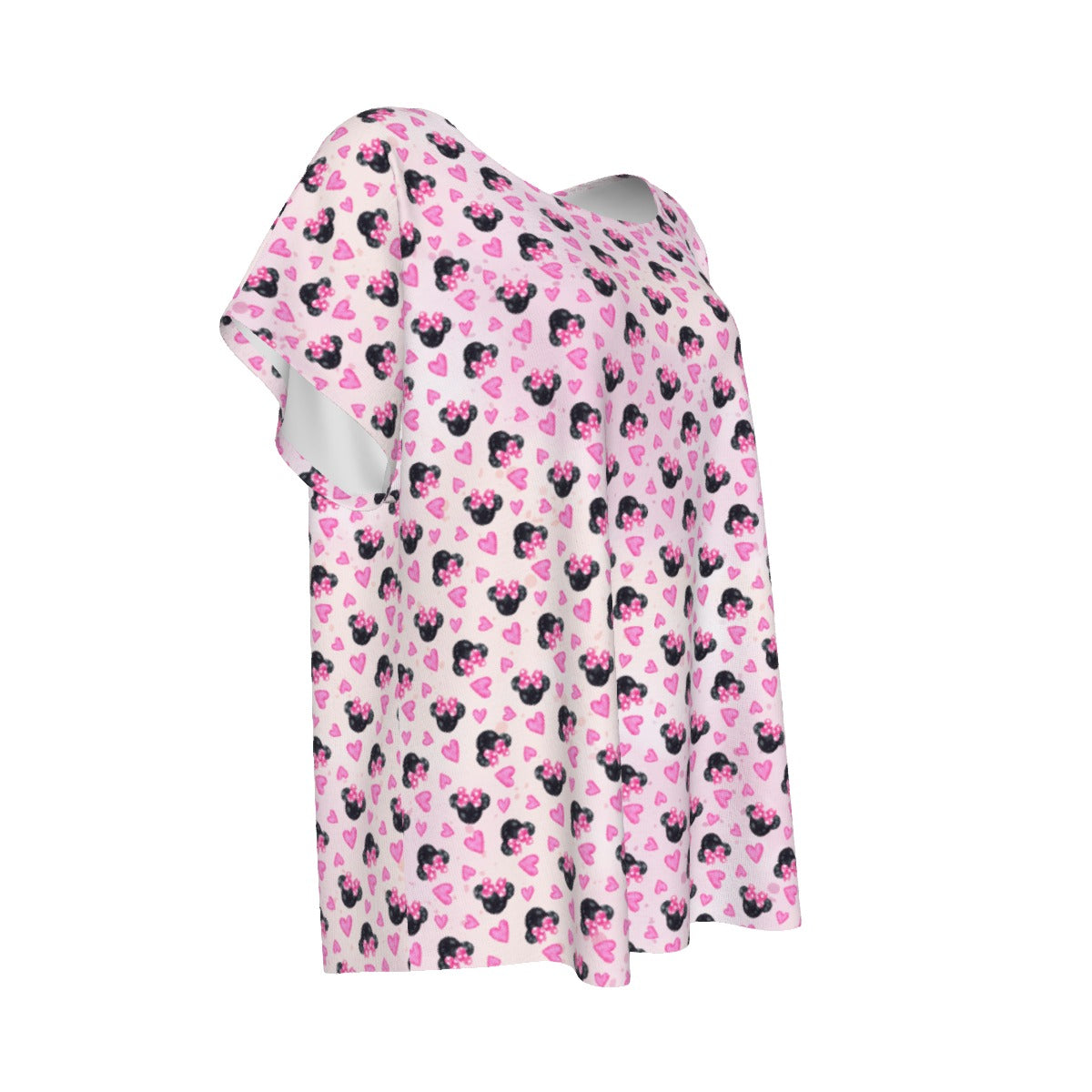 Watercolor Pink Bow Mouse Ears - Women’s Relaxed Fit Scoop Tee