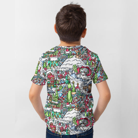 Whimsical Village Winter Wonderland - Kid’s Short Sleeve T-Shirt