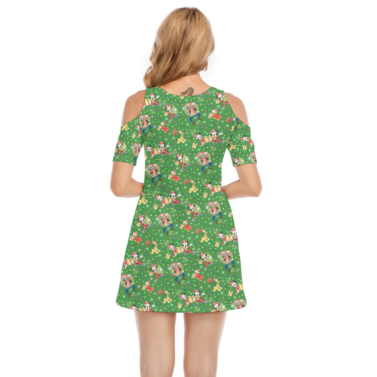 Mouse & Friends Christmas Cheertmas - Women's Cold Shoulder Cotton Dress