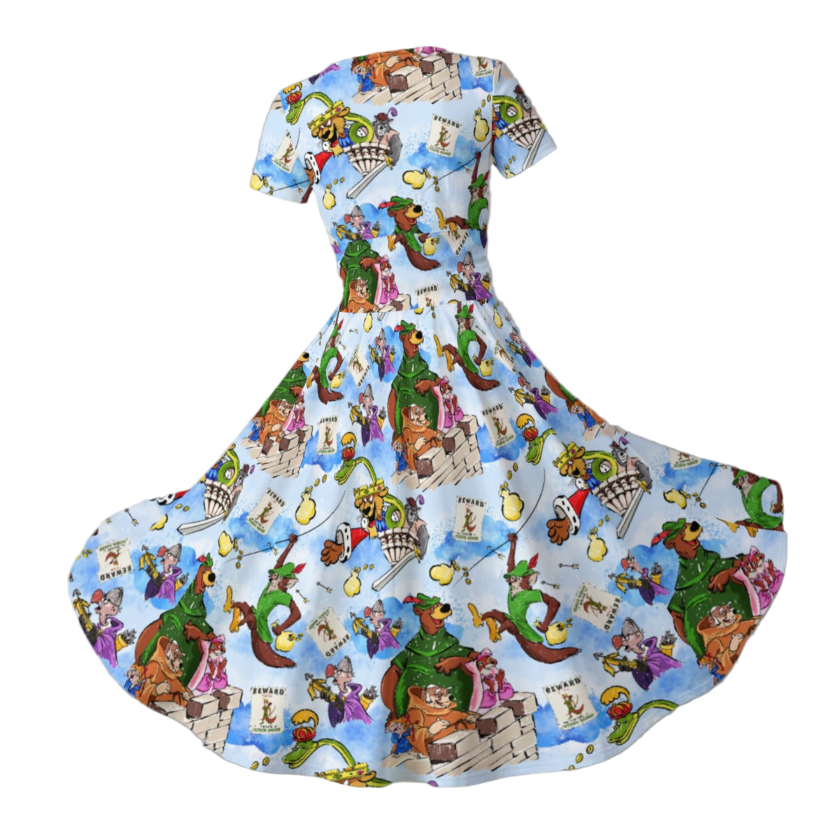 Robin Hood Adventure - Women's V-Neck Ruched Midi Dress