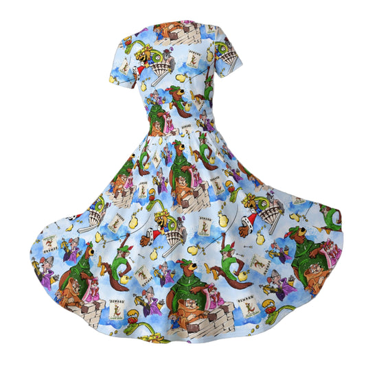 Robin Hood Adventure - Women's V-Neck Ruched Midi Dress