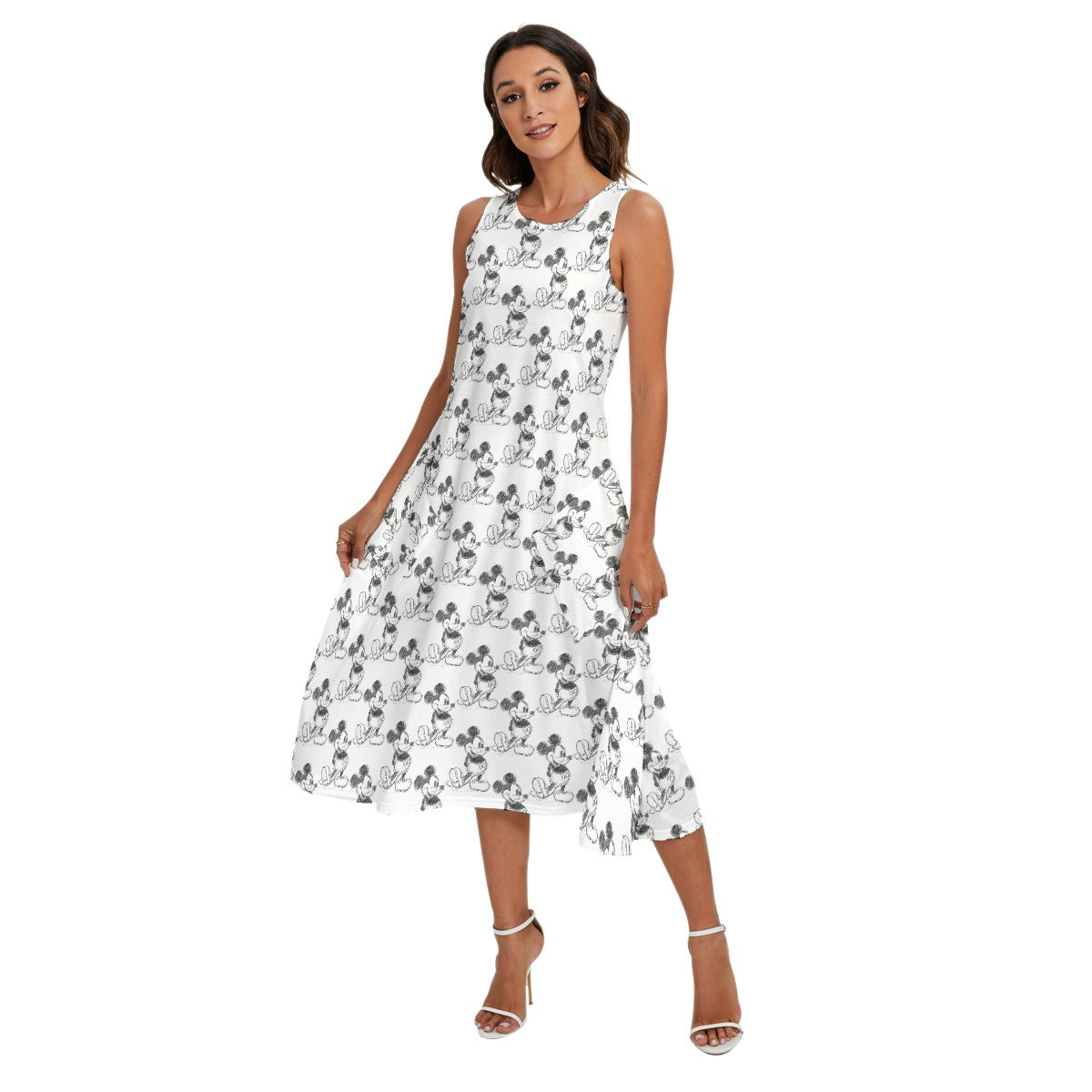 Sketch of Classic Mouse - Women’s Diagonal Pocket Midi Dress