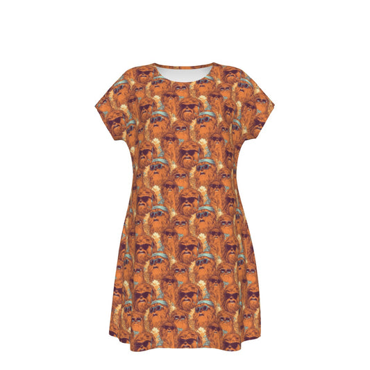 Retro Furry Friend Summer Vibes - Women's T-Shirt Dress
