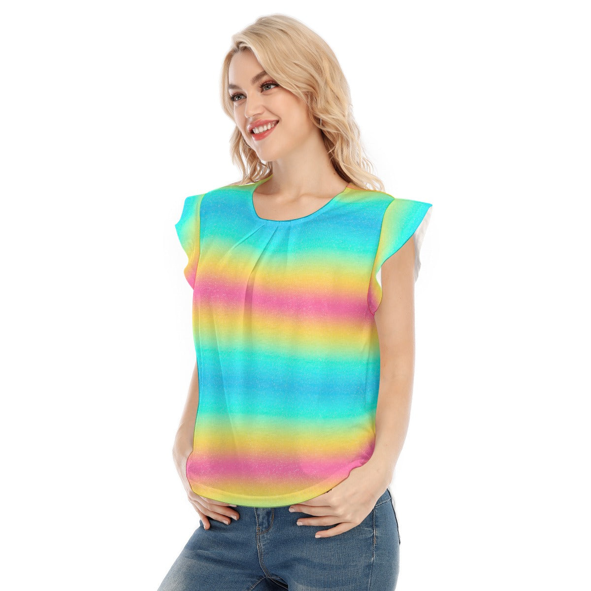 Rainbow Ombre - Women’s Flutter Sleeve Top