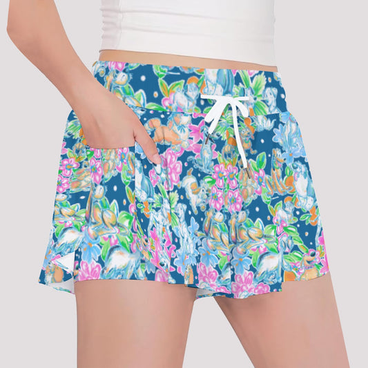 Tropical Paws & Petals - Beloved Dogs - Girls’ Flowy Pocket Shorts