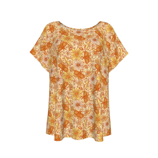 Orange Crystal Moths - Women’s Relaxed Fit Scoop Tee