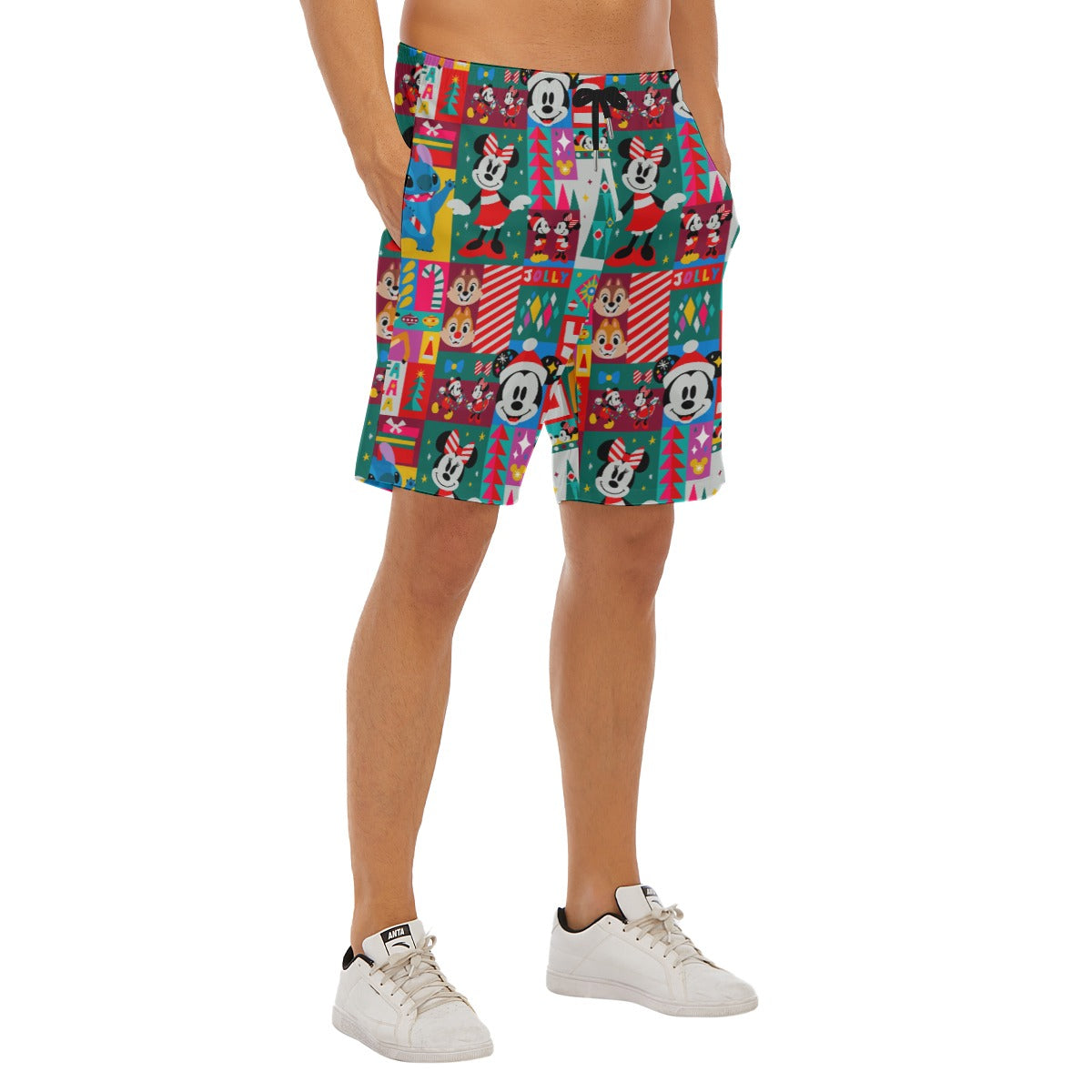 Mouse Christmas Colorblock - Men’s Pocket Beach Shorts