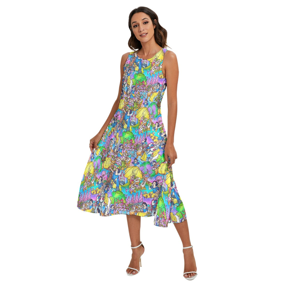 Fairest Princess Storybook Scenes - Women’s Diagonal Pocket Midi Dress