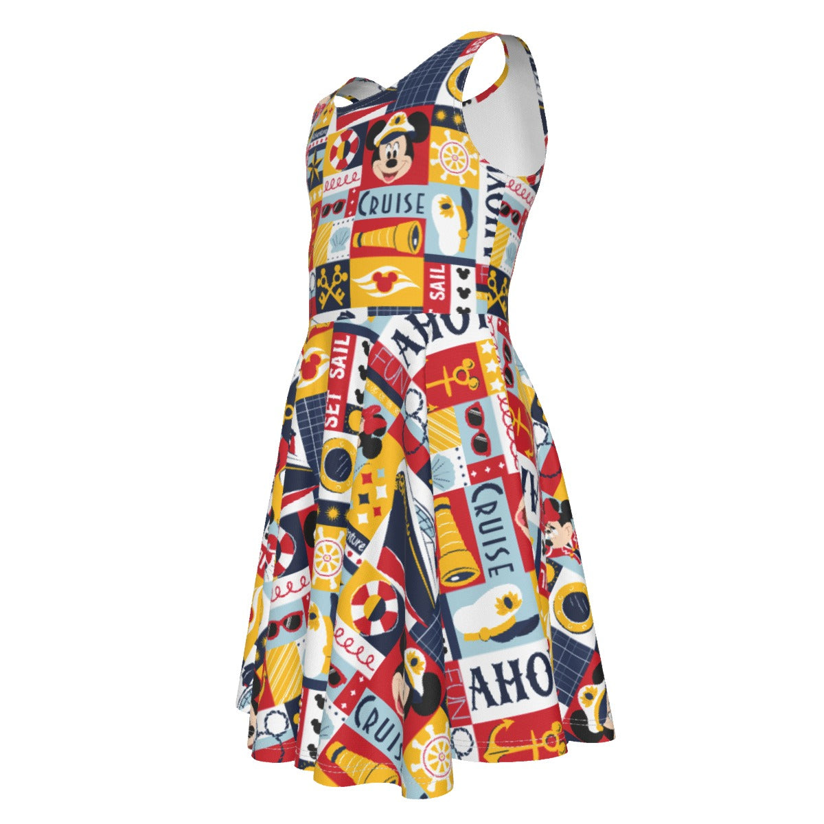 Nautical Cruise Patchwork - Kid's Sleeveless Skater Dress