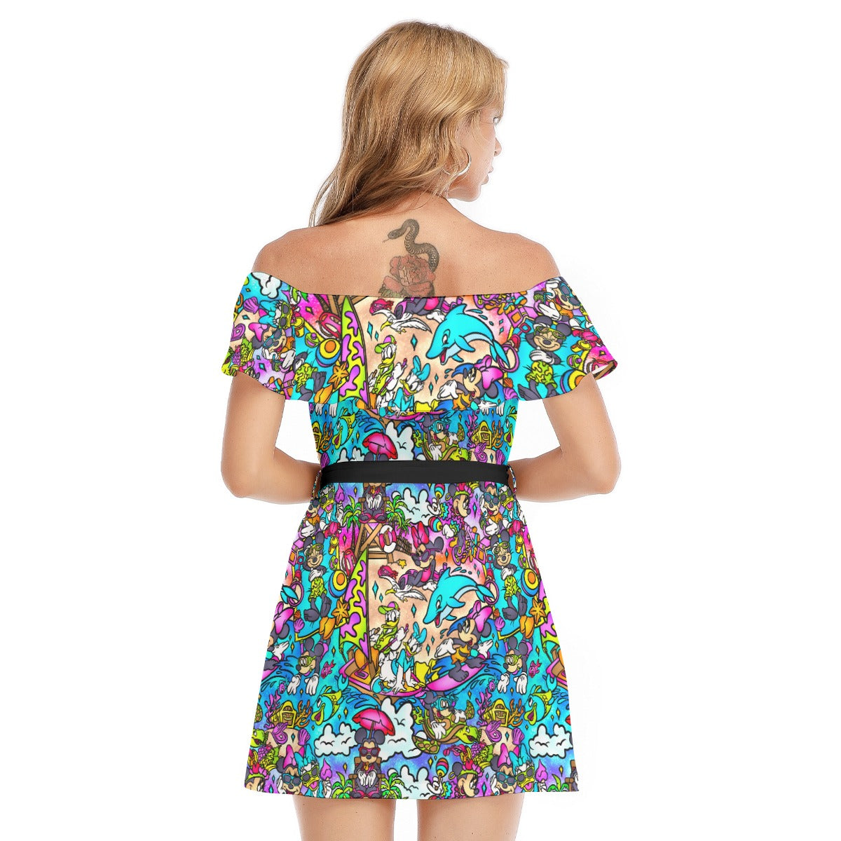 Island Beach Bash - Women's Off-shoulder Ruffle Dress