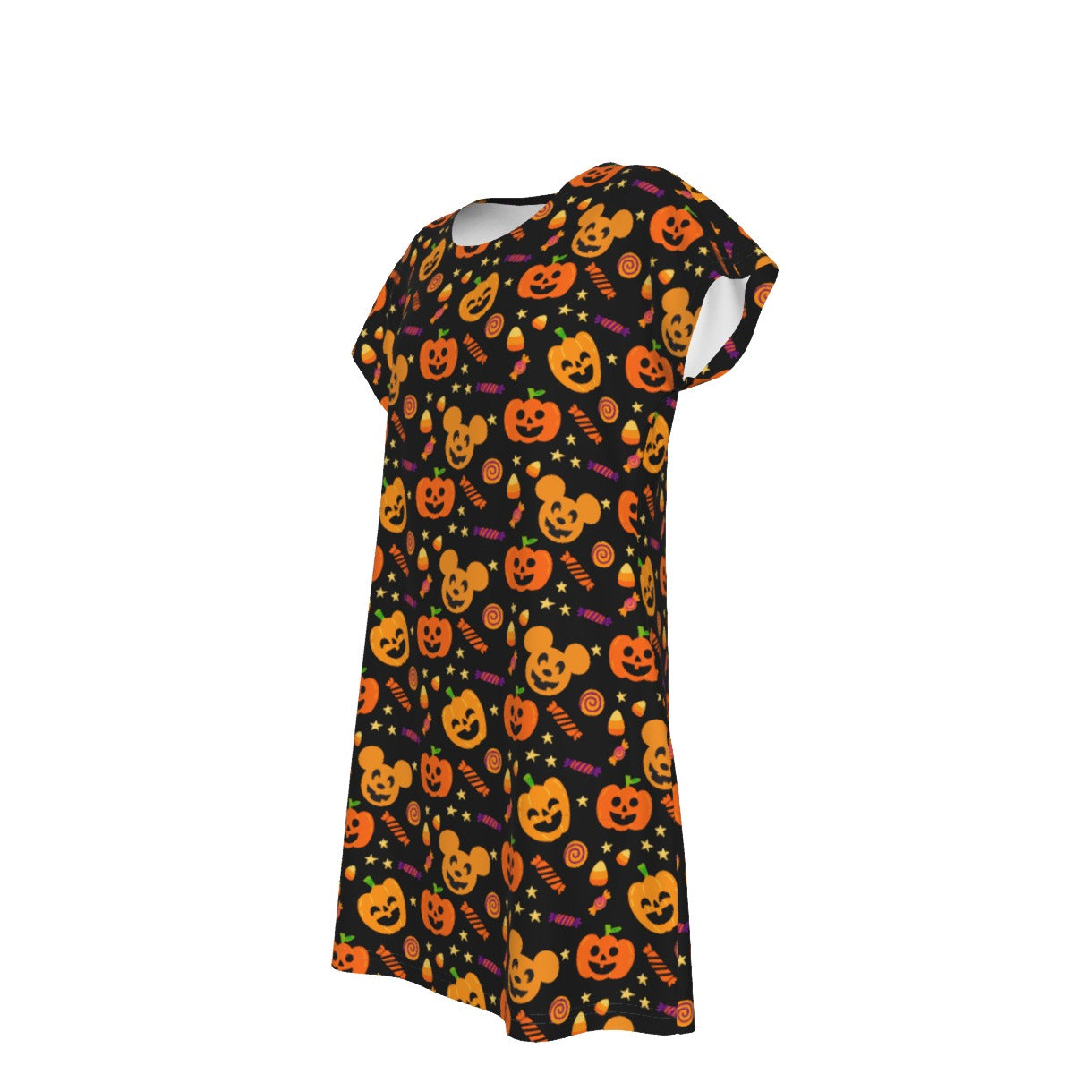 Cheerful Pumpkin Mouse Halloween - Women's T-Shirt Dress