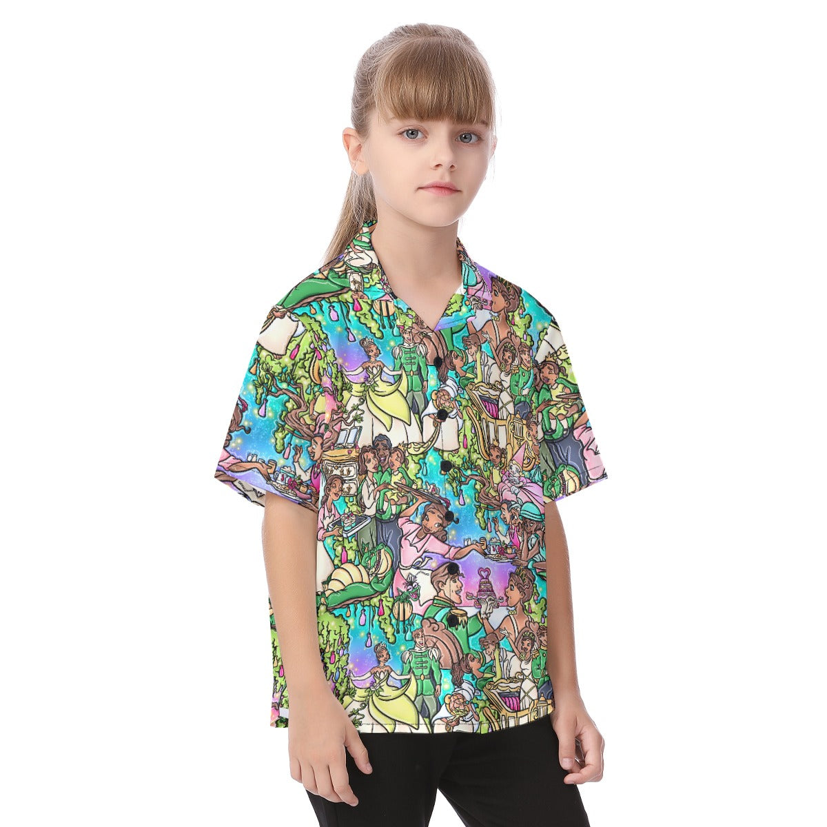 Bayou Princess Storybook Scenes - Kid's Hawaiian Button Up Shirt