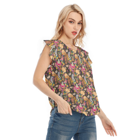 Tropical Space Squad - Women’s Flutter Sleeve Top