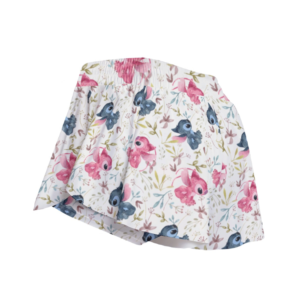 Blue Alien & Pink Friend Love - Women's Flowy Pocket Shorts