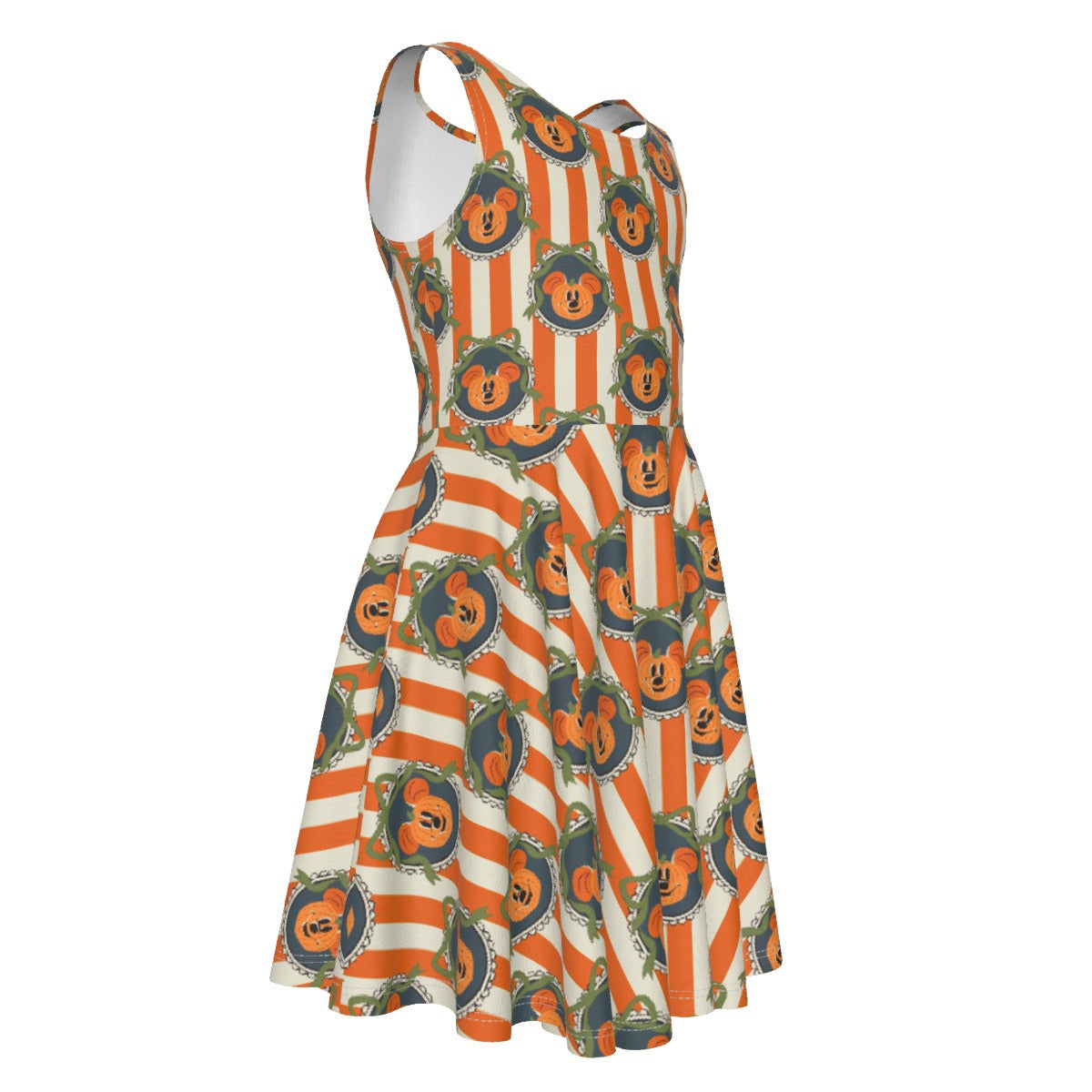 Pumpkin Cameo Stripes - Kid's Sleeveless Skater Dress