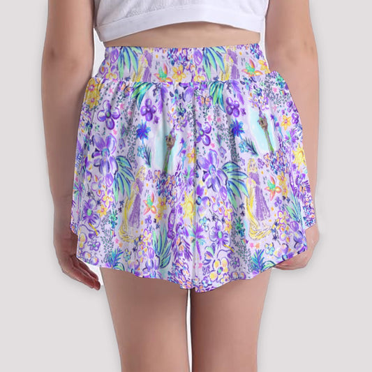 Bright Tropical Princess - Tower Light Festival - Girls’ Flowy Pocket Shorts