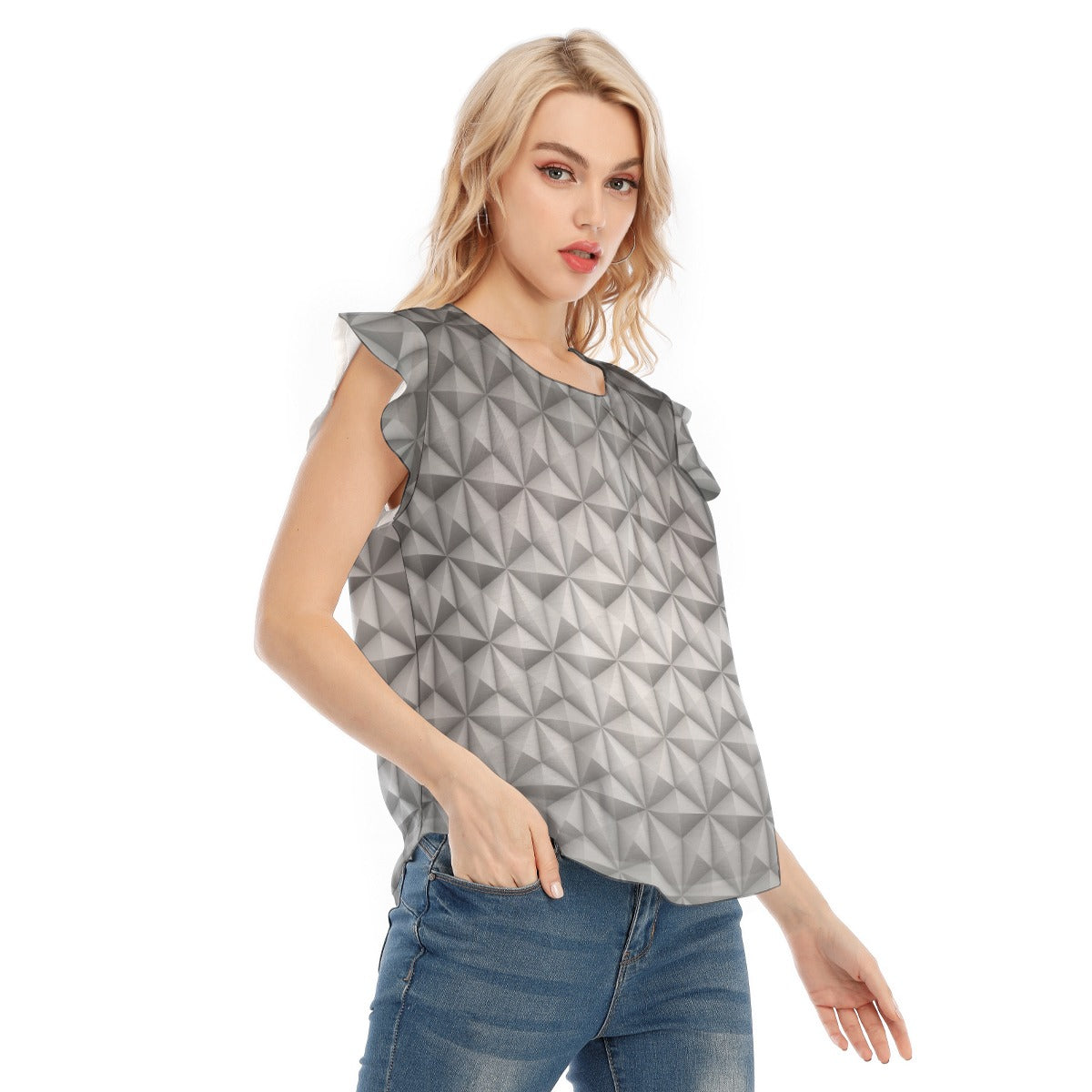 Geometric Silver Sphere - Women’s Flutter Sleeve Top