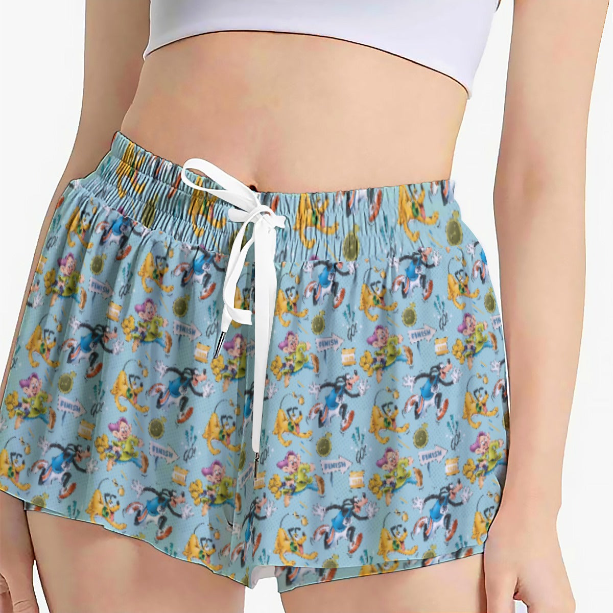 Cheerful Race Day Dashers - Women's Flowy Pocket Shorts