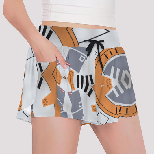 Little Round Droid - Girls’ Flowy Pocket Shorts