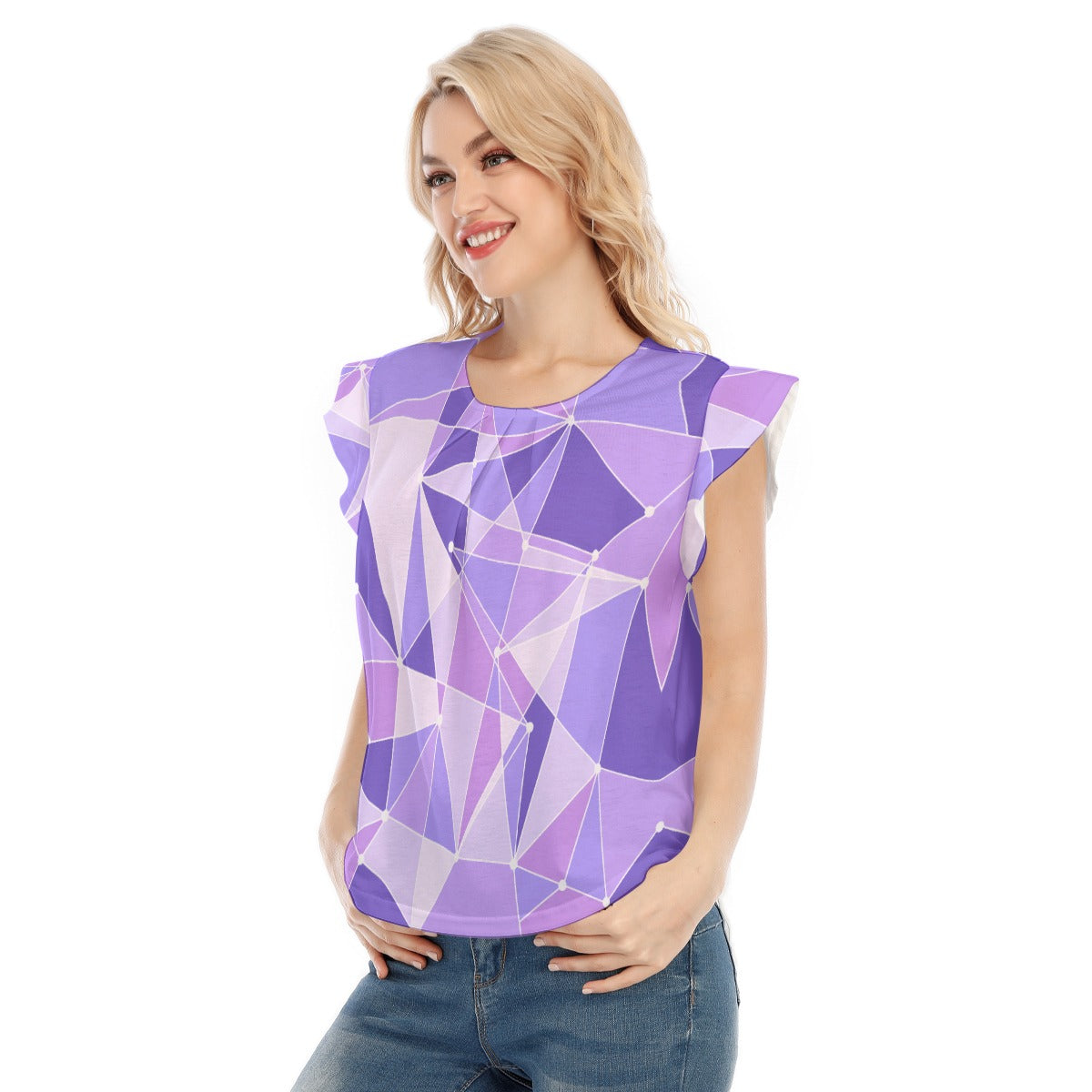 Geometric Purple Wall - Women’s Flutter Sleeve Top