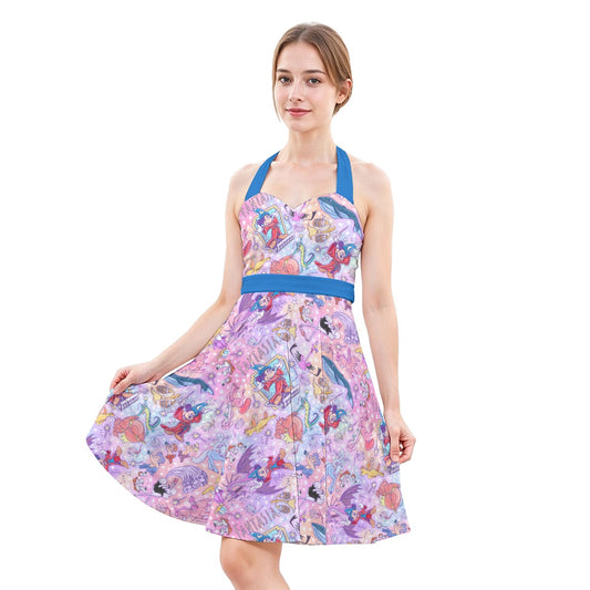 Magical Fantasia Symphony - Women's Halter Vintage Pocket Dress