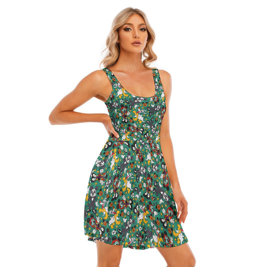 Beloved Couple as Spooky Pair - Women's Sleeveless Pocket Skater Dress