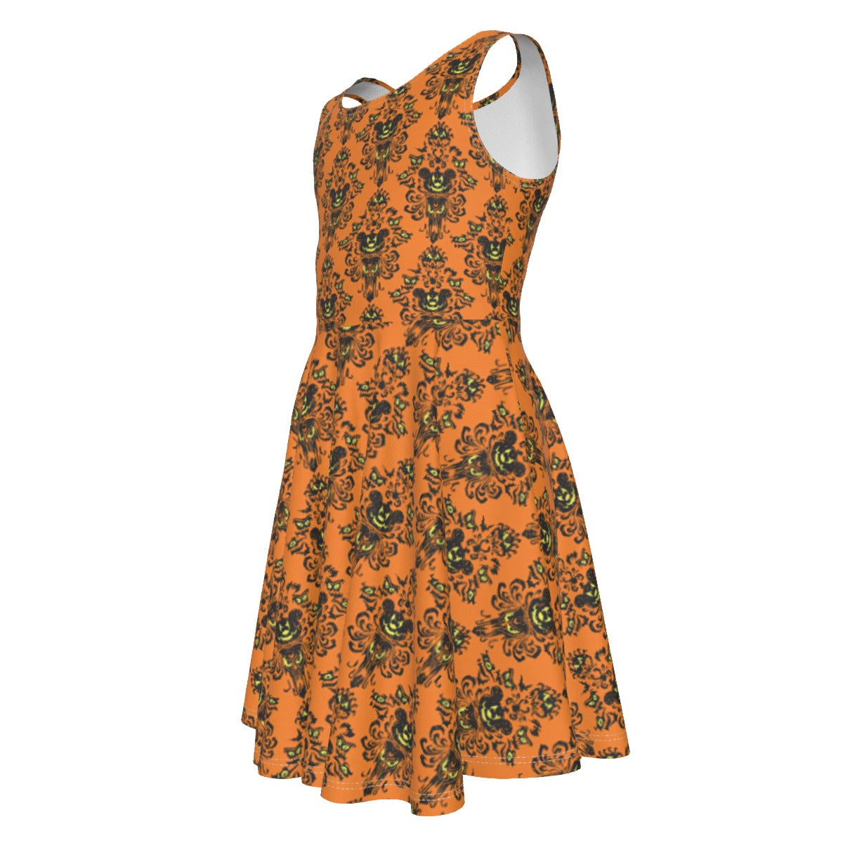 Haunted Halloween Mansion Wallpaper - Kid's Sleeveless Skater Dress