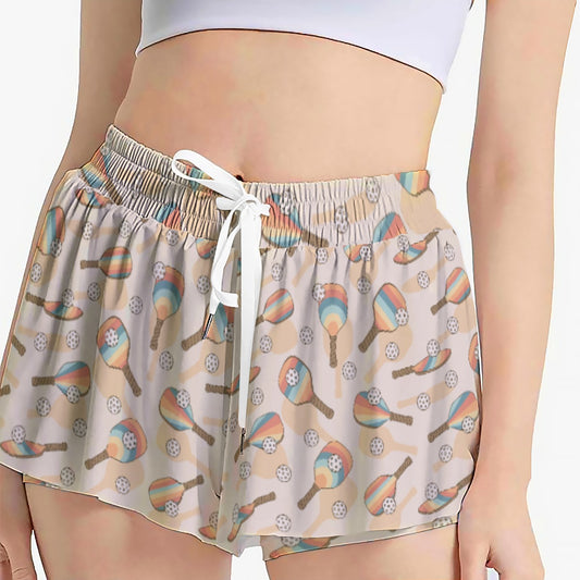 Retro Pickleball Volley - Women's Flowy Pocket Shorts