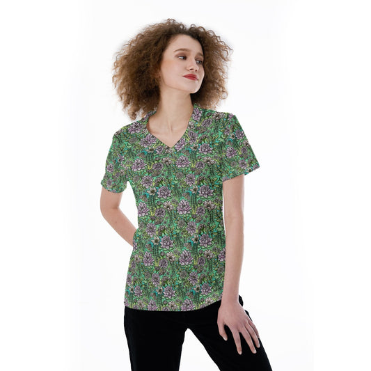 Fairytale Florals – Bayou Blooms - Women's Short Sleeve V-Neck T-Shirt