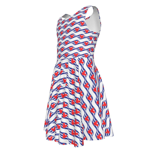 Nautical Cruise Logo Print - Kid's Sleeveless Skater Dress