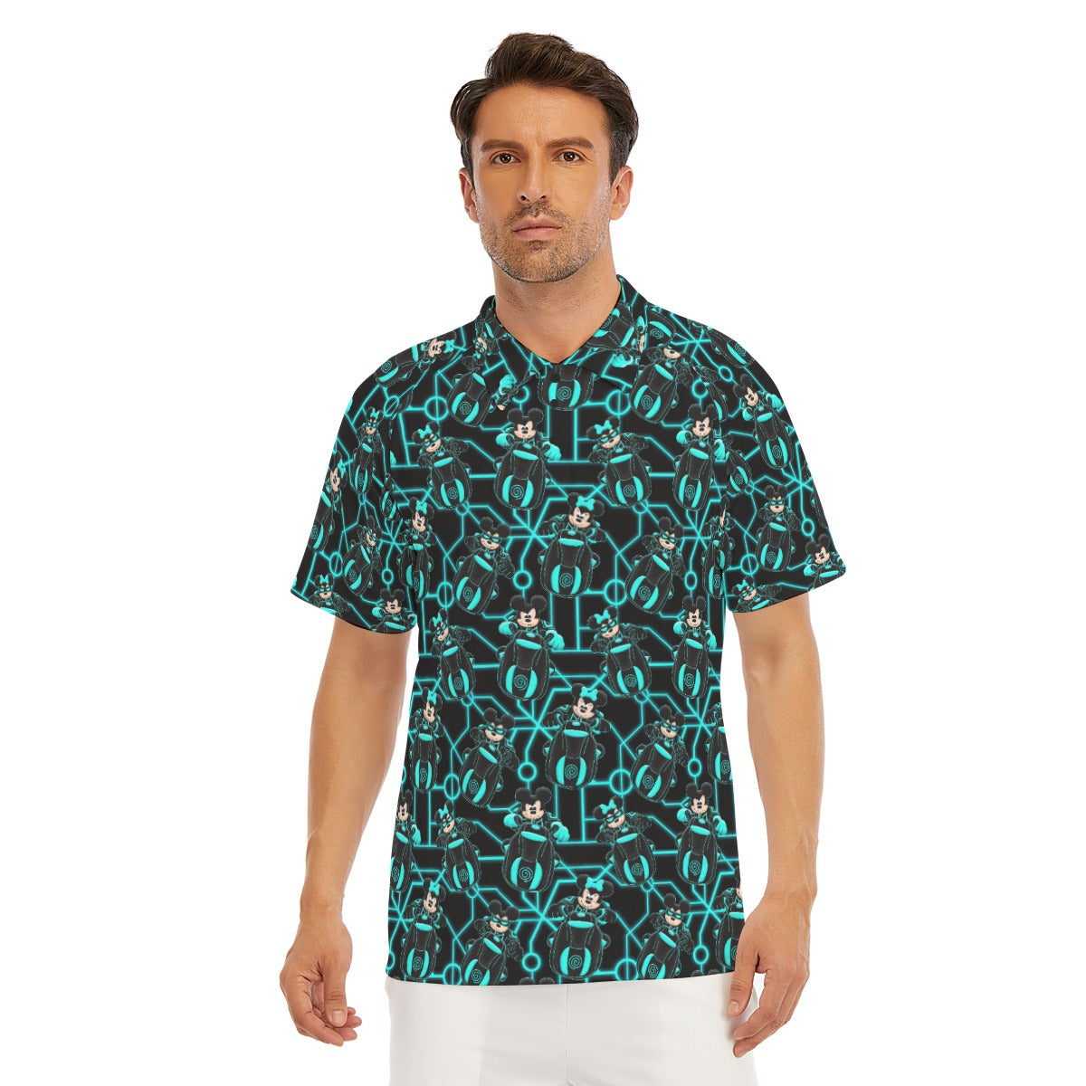 Electric Neon Grid Adventure - Men's Polo Shirt