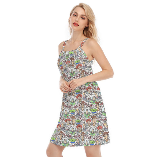 Sketch Autographs of Animated Toy Friends - Women’s Adjustable Sundress