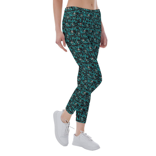 Electric Neon Grid Adventure - Women's Yoga Leggings