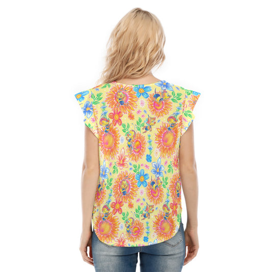 Buzzing Garden Buddy - Women’s Flutter Sleeve Top