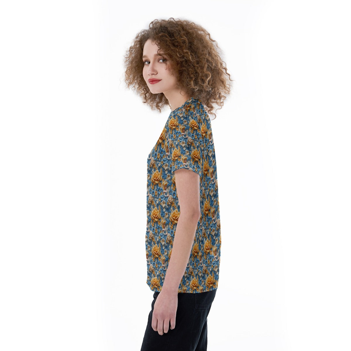 Regal Embroidered Royal Maiden - Women's Short Sleeve V-Neck T-Shirt