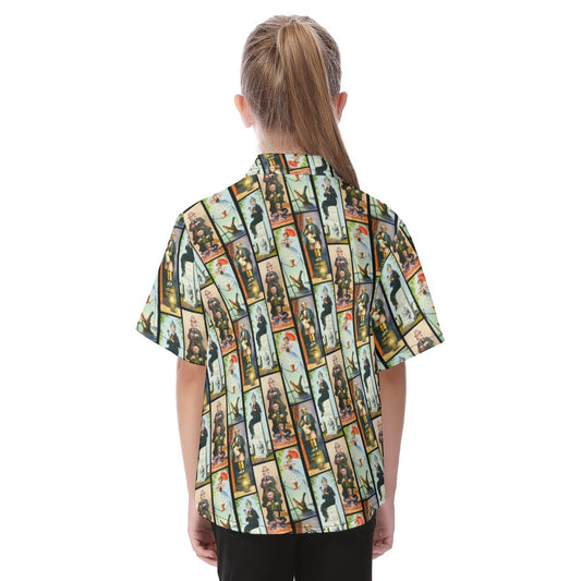 Haunted Mansion Stretch Paintings - Kid's Hawaiian Button Up Shirt